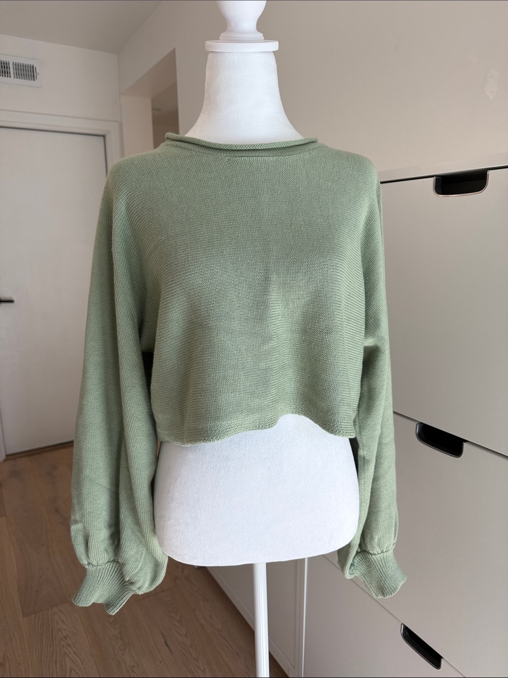 Princess Polly Mint Sage Knit Crew Sweater